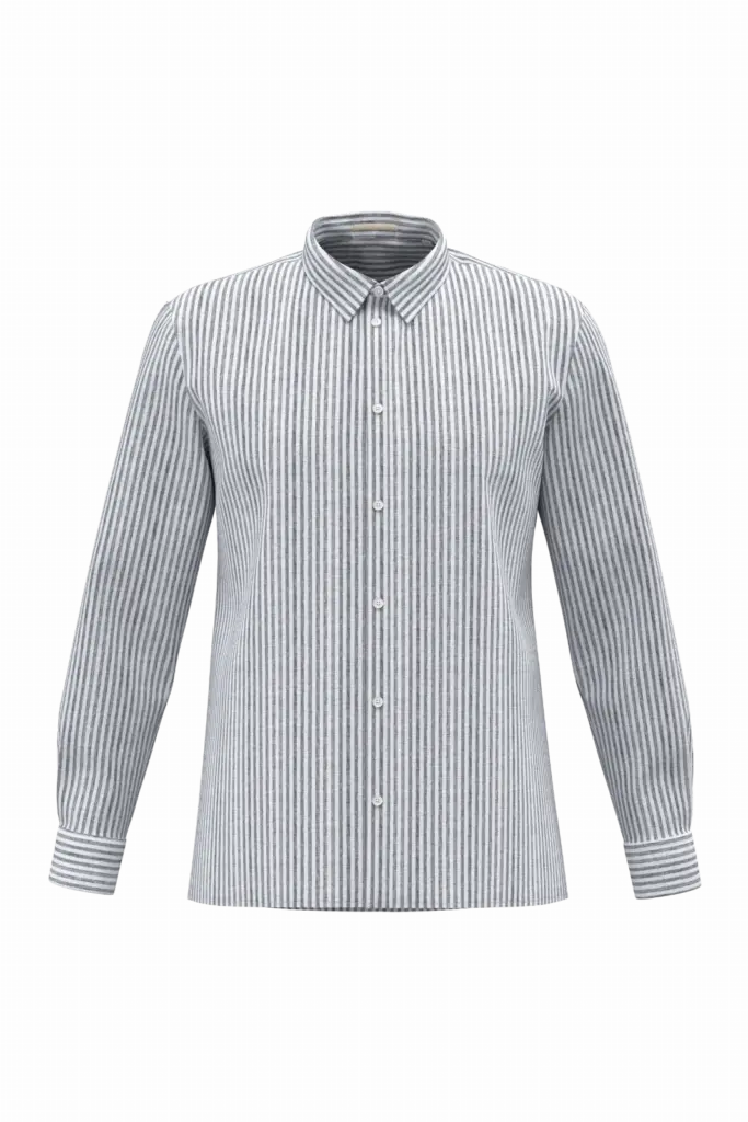 SP525 - Gestreept linnen herenoverhemd, white / navy blue stripes — productfoto 2