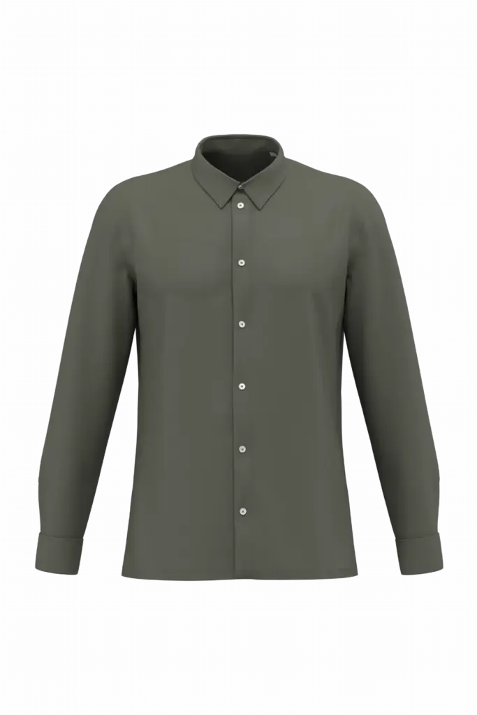 SP529 - Duurzaam herenoverhemd met verwassen look in piquétricot, washed organic khaki — productfoto 2