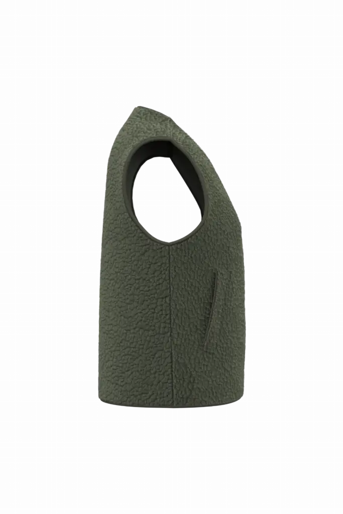Mouwloos sherpa damesjasje, forest khaki — productfoto 6