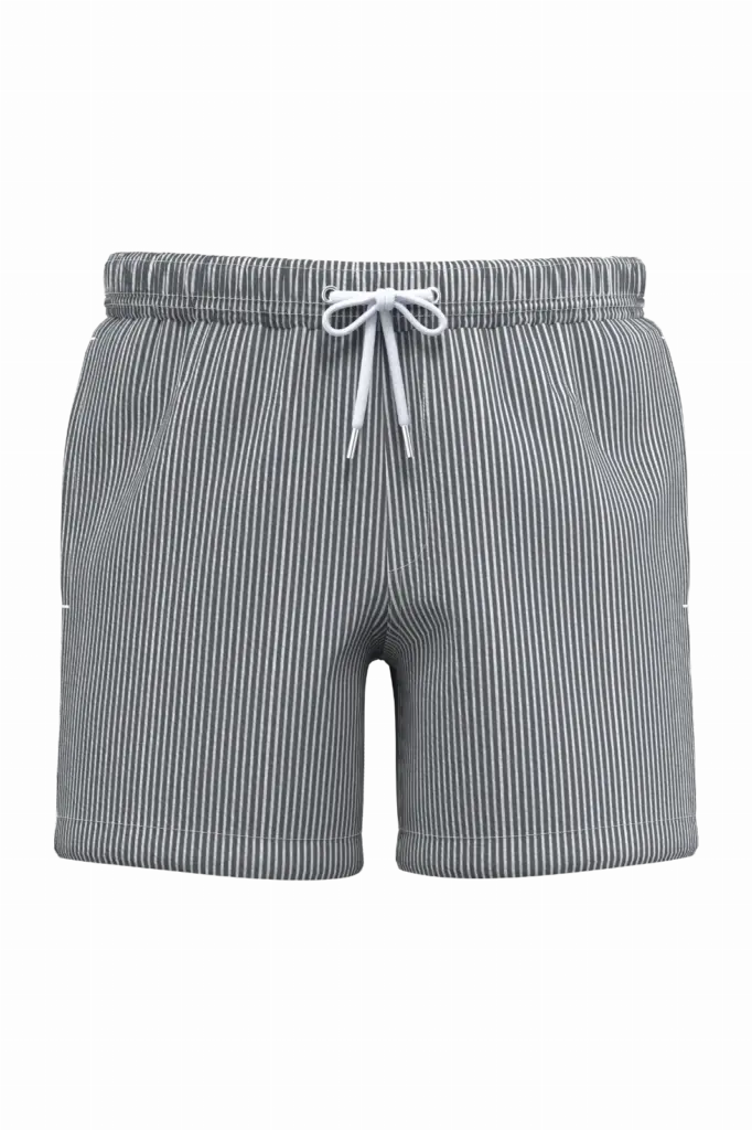 SP706 - Ecologische gestreepte herenzwemshort, white / iron grey stripes