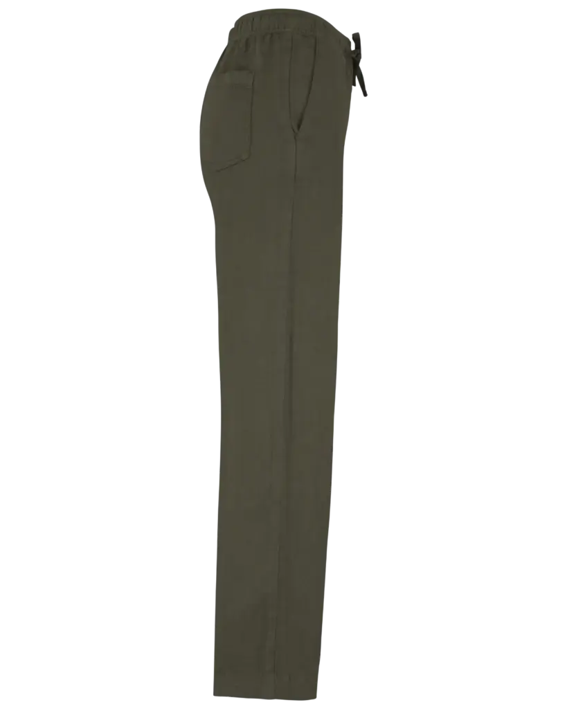 Verwassen damesbroek van linnen, washed organic khaki — productfoto 6