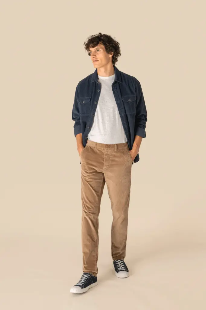 Ecologische herenbroek van ribfluweel — productfoto 3