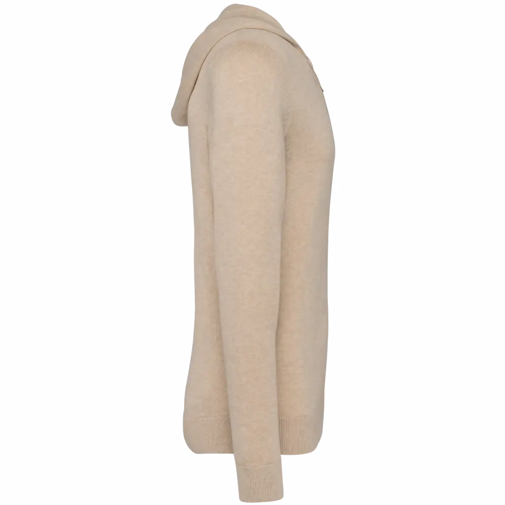 Ecologische herensweatvest met capuchon van lyocell, beige sand heather — productfoto 5