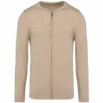 Ecologische herensweatvest met capuchon van lyocell, beige sand heather — productfoto 6