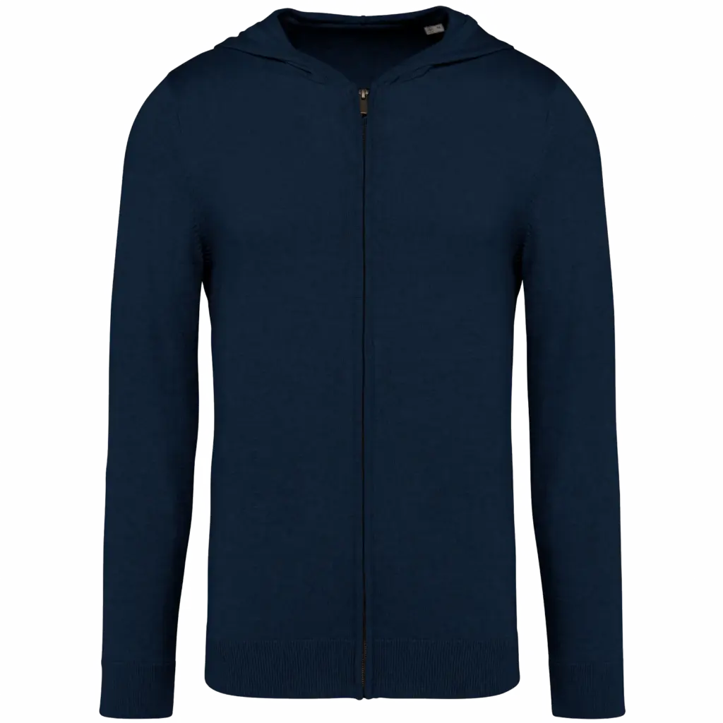 Ecologische herensweatvest met capuchon van lyocell, navy blue — productfoto 7