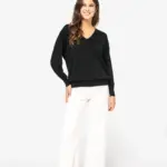 Ecologische damespullover met V-hals van lyocell — productfoto 2