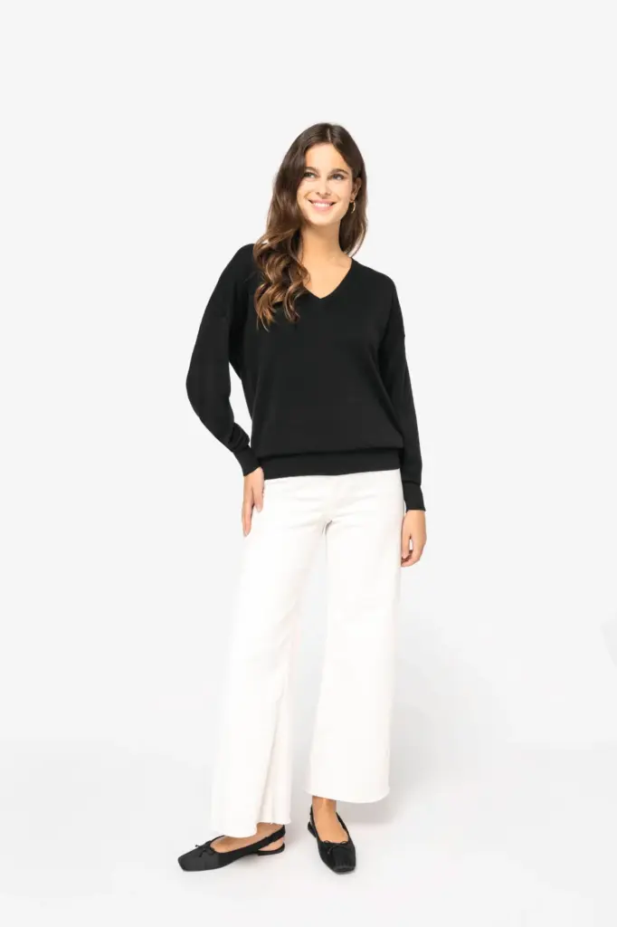 Ecologische damespullover met V-hals van lyocell — productfoto 2
