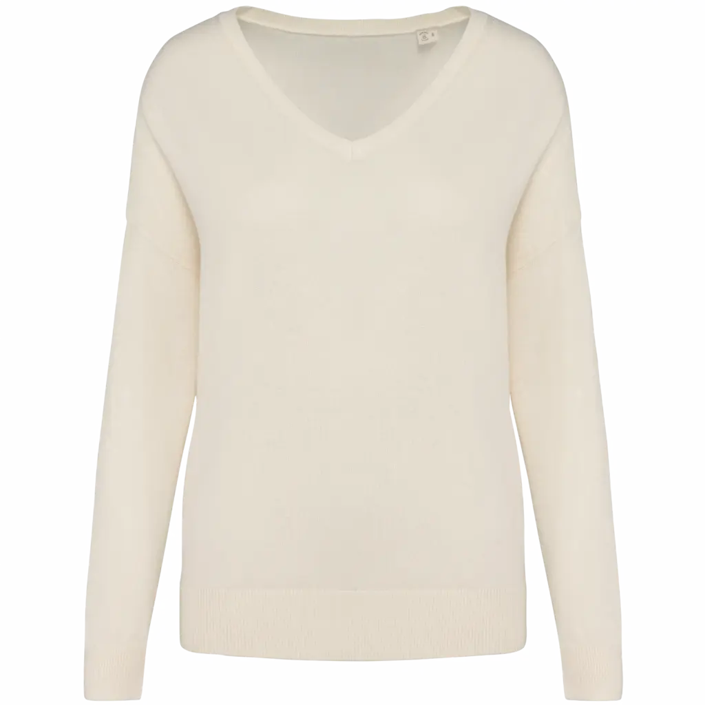 PS_SP921_IVORY - Hidalgo Damen Pullover bedrucken SP921 V-Ausschnitt Lyocell XS-XXL — Produktfoto 8