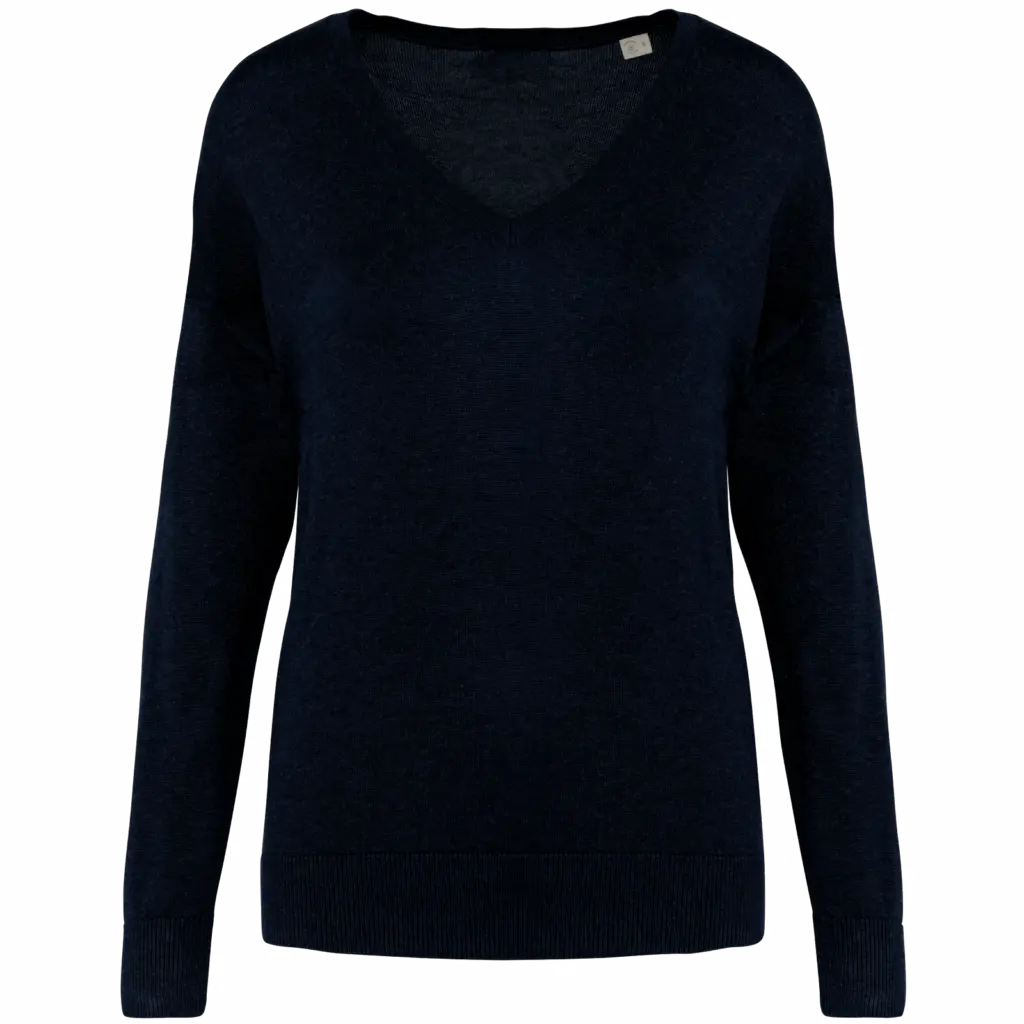 PS_SP921_NAVYBLUE - Hidalgo Damen Pullover bedrucken SP921 V-Ausschnitt Lyocell XS-XXL — Produktfoto 9