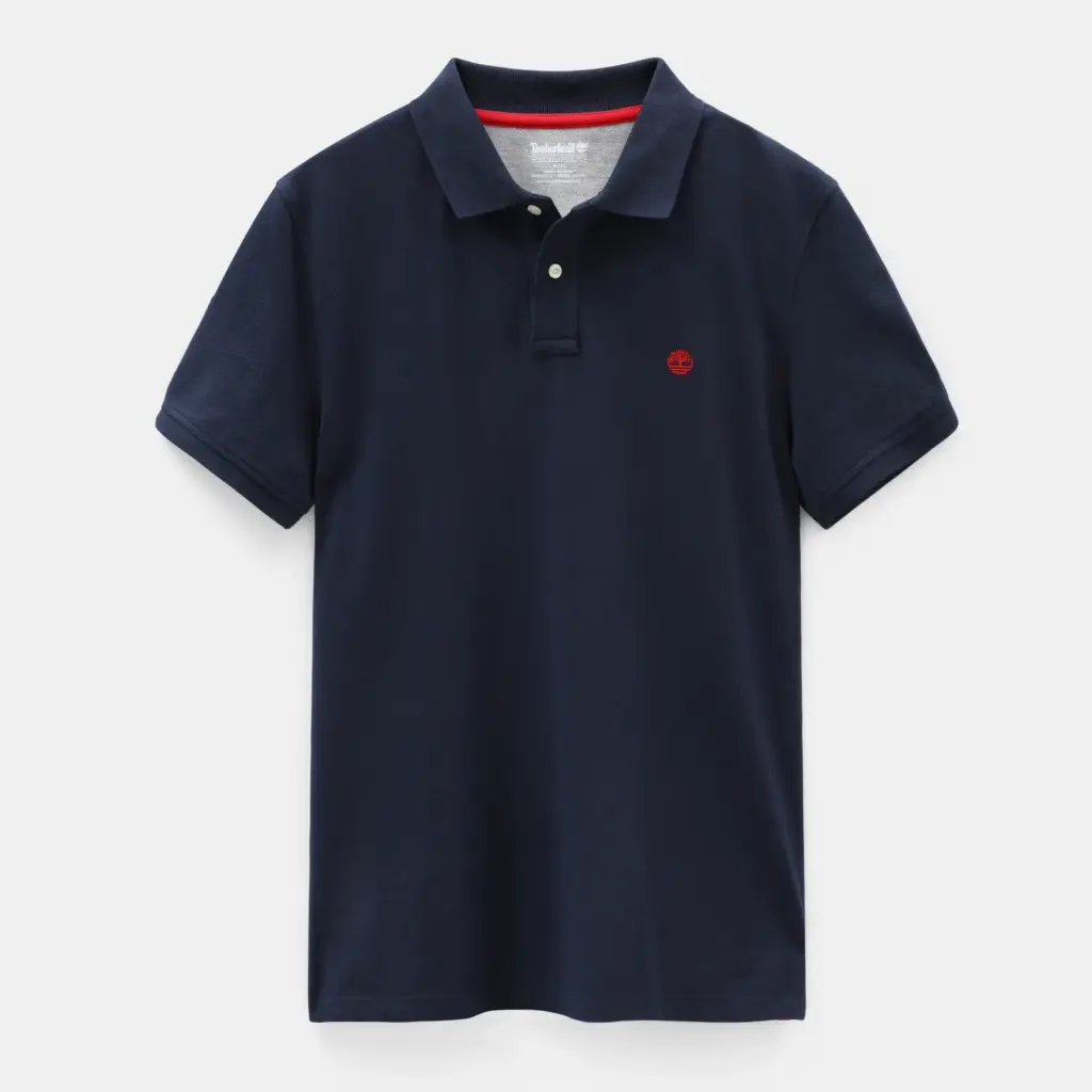 Polo biologisch piquékatoen korte mouwen Millers River, dark sapphire — productfoto 2
