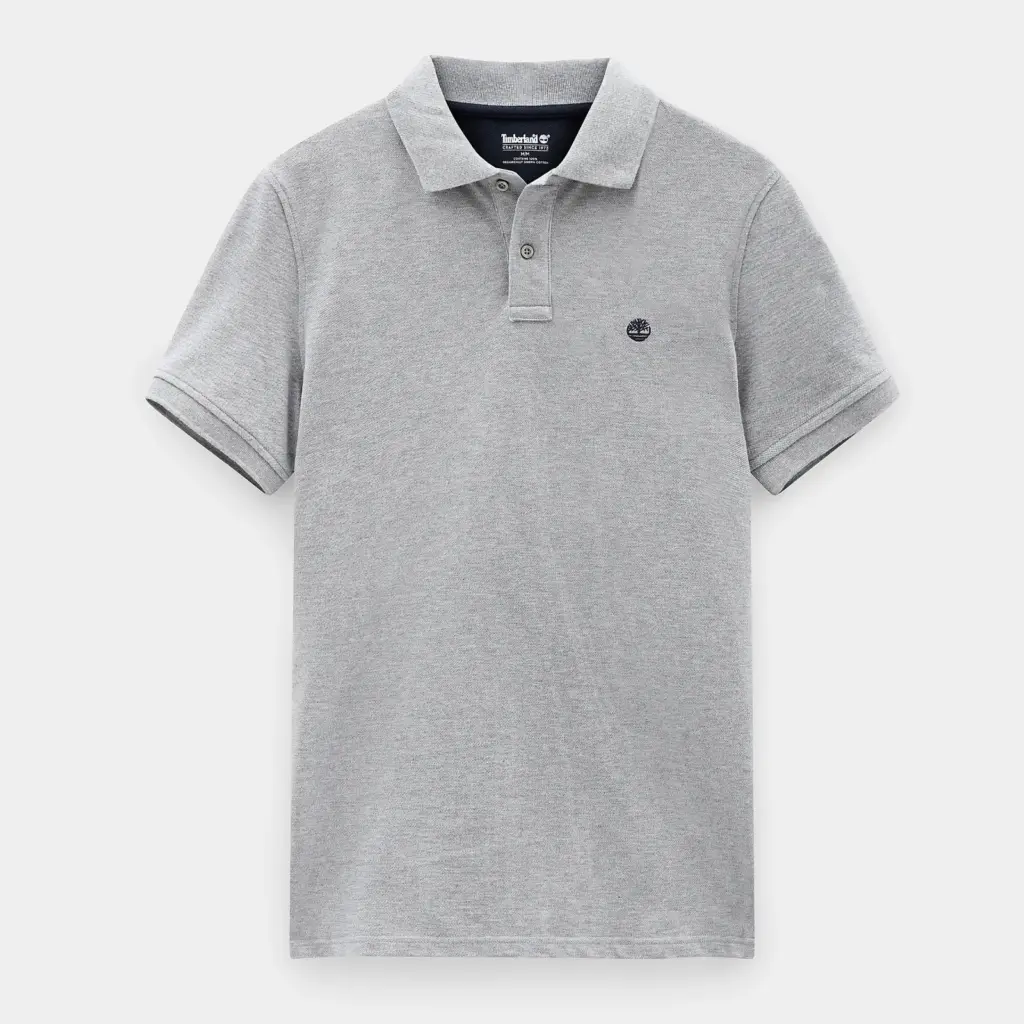 Polo biologisch piquékatoen korte mouwen Millers River, medium grey heather — productfoto 3