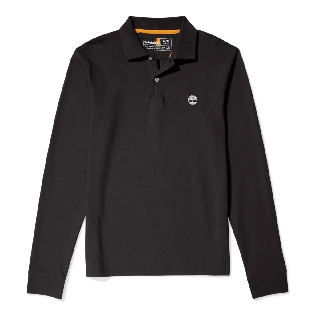 Polo LS piqué slim, black