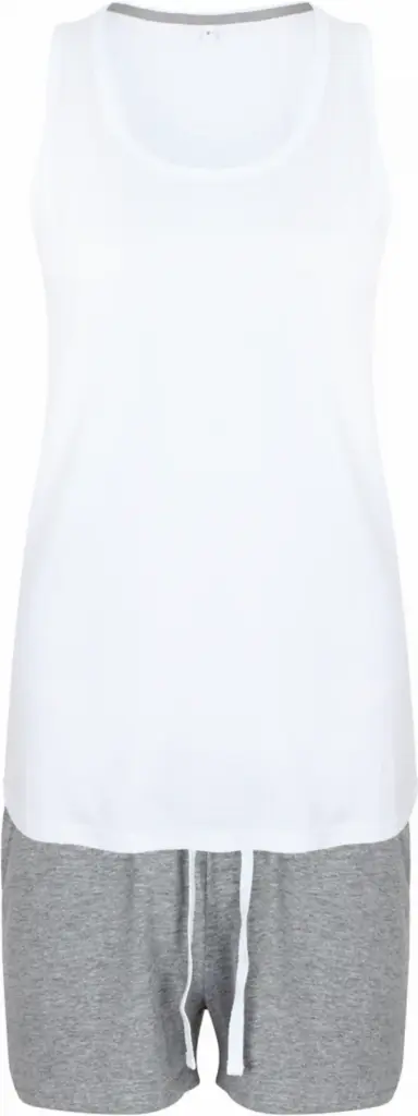 Women's Short Pyjama Set, white / heather grey — productfoto 5