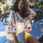 Organic reistas met wervelprint — productfoto 3