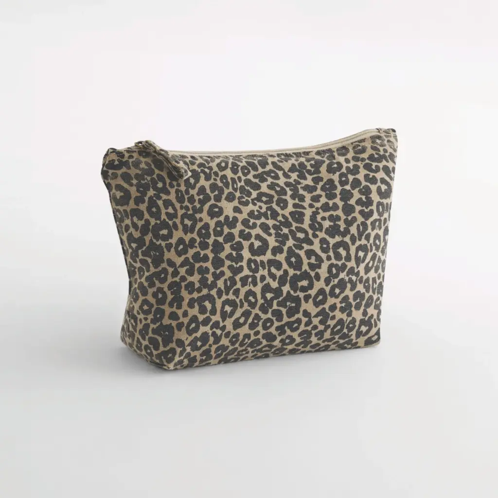 Canvas etui met luipaardprint