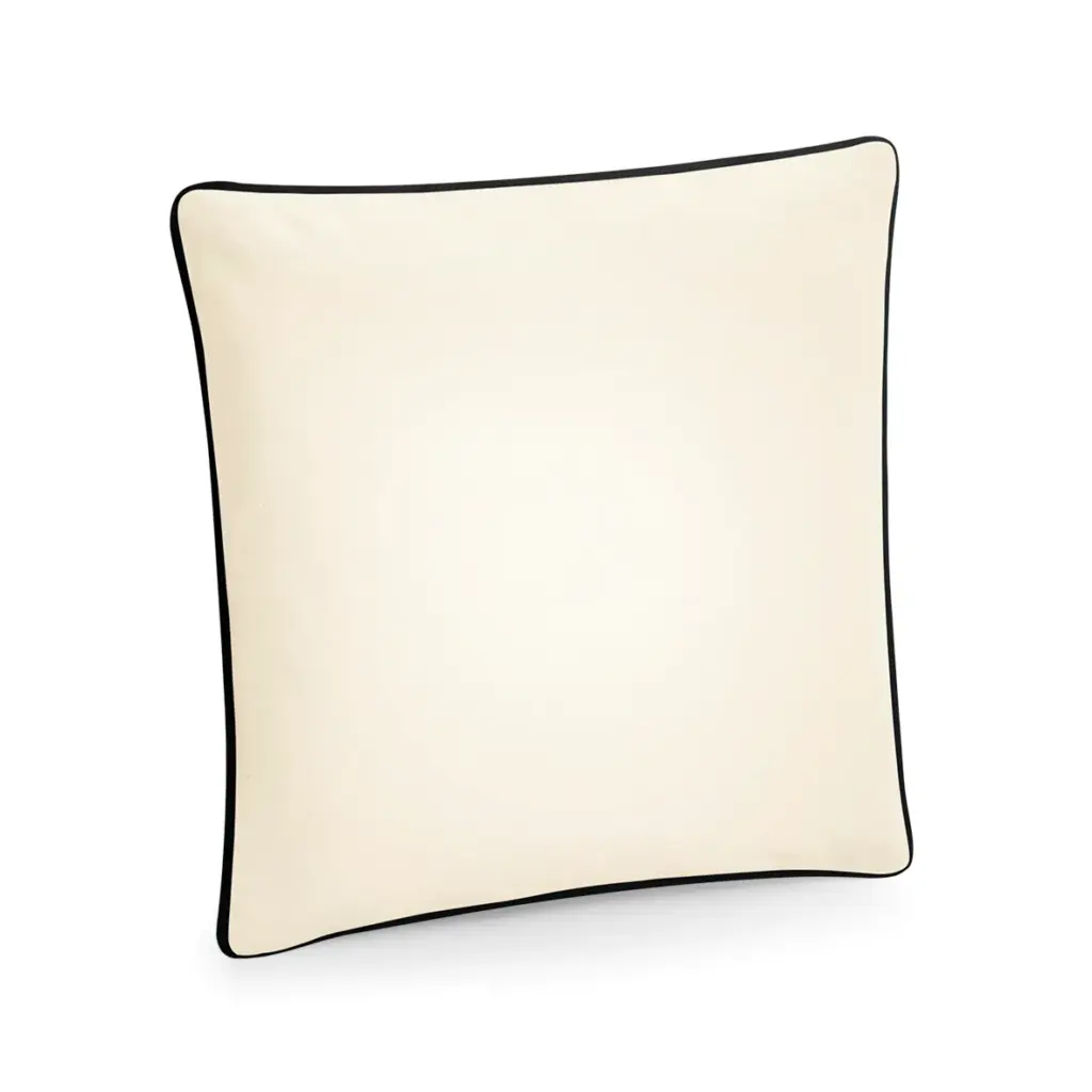 Kussenhoes met een omzoomde rand, natural / black — productfoto 5