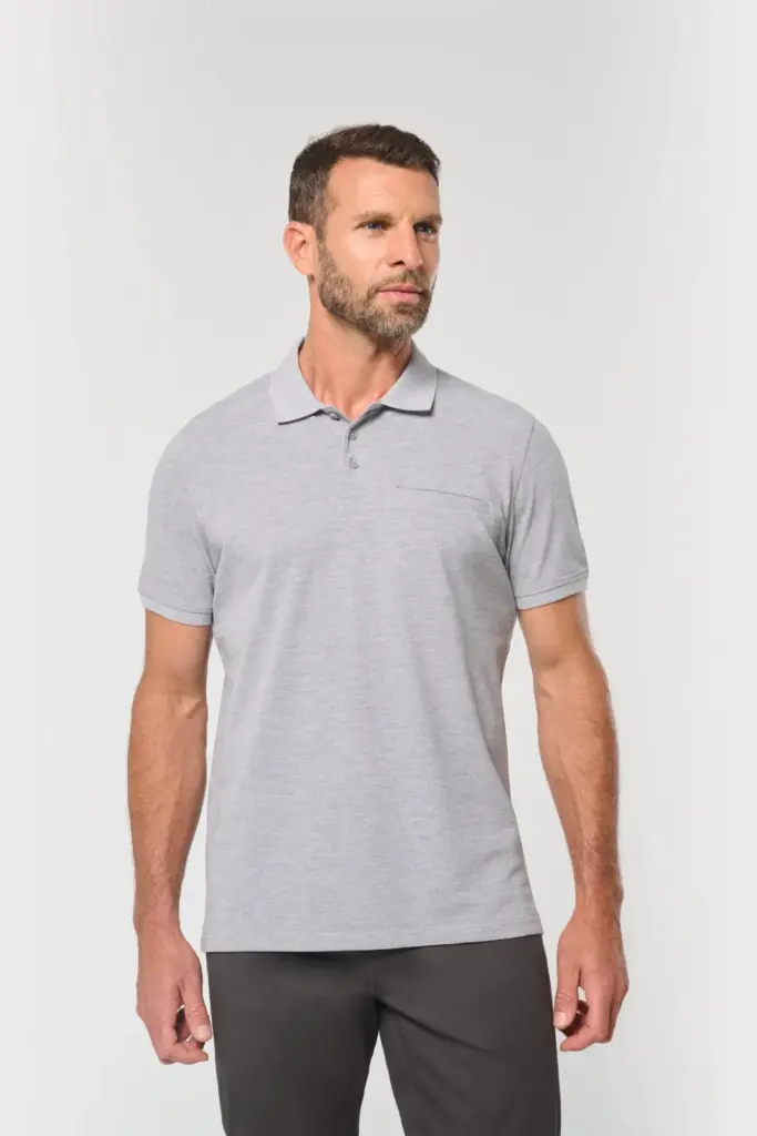 Ecologische polo met borstzakje uniseks — productfoto 2