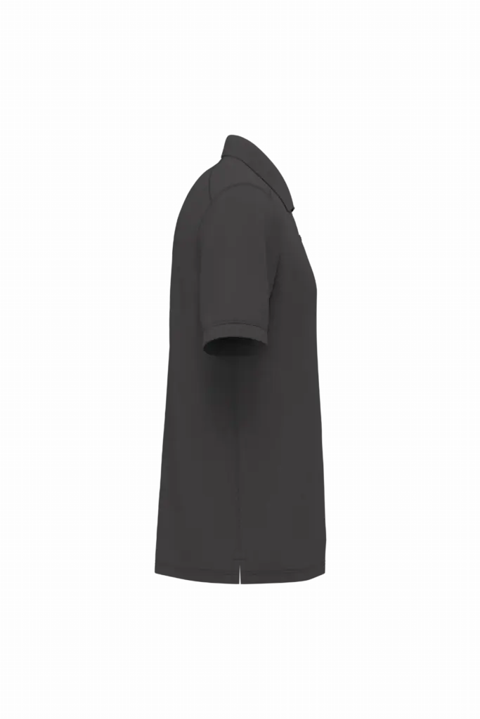 Ecologische polo met borstzakje uniseks, dark grey — productfoto 6