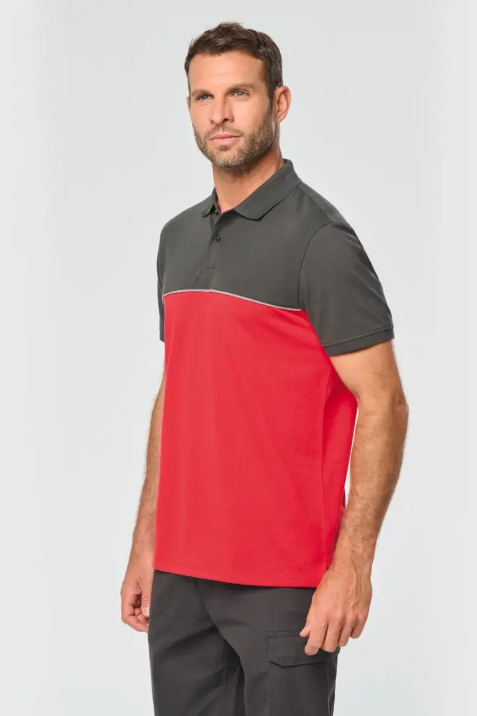 Ecologische uniseks polo met korte mouwen in twee kleuren — productfoto 2