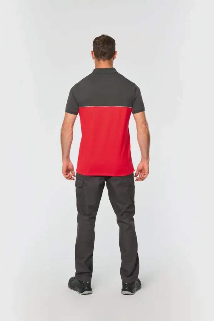 Ecologische uniseks polo met korte mouwen in twee kleuren — productfoto 3