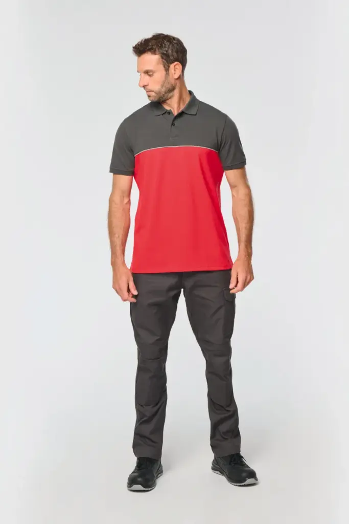 Ecologische uniseks polo met korte mouwen in twee kleuren — productfoto 4