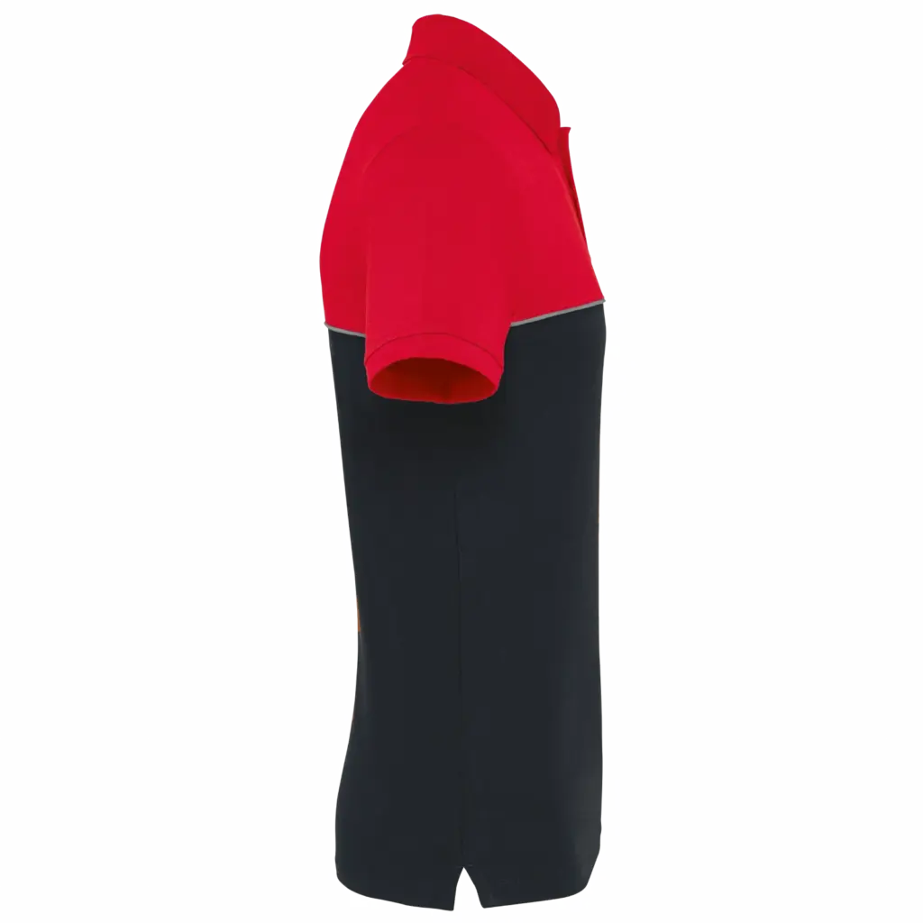 Ecologische uniseks polo met korte mouwen in twee kleuren, black / red — productfoto 8
