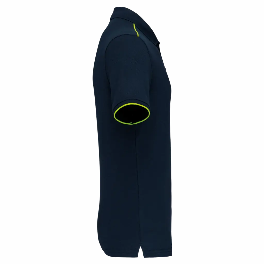 Contrasterende polo Day To Day korte mouwen, navy / fluorescent yellow — productfoto 12