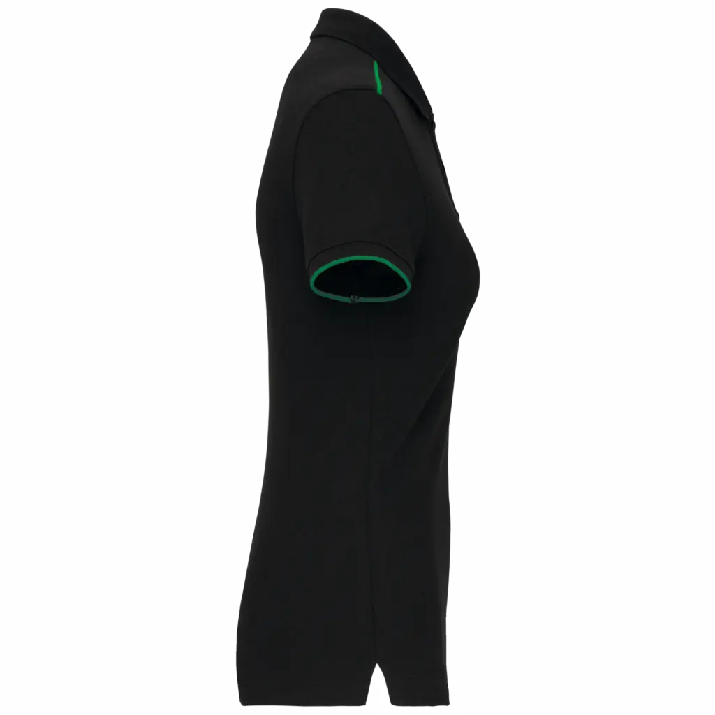 Contrasterende damespolo Day To Day korte mouwen, black / kelly green — productfoto 5