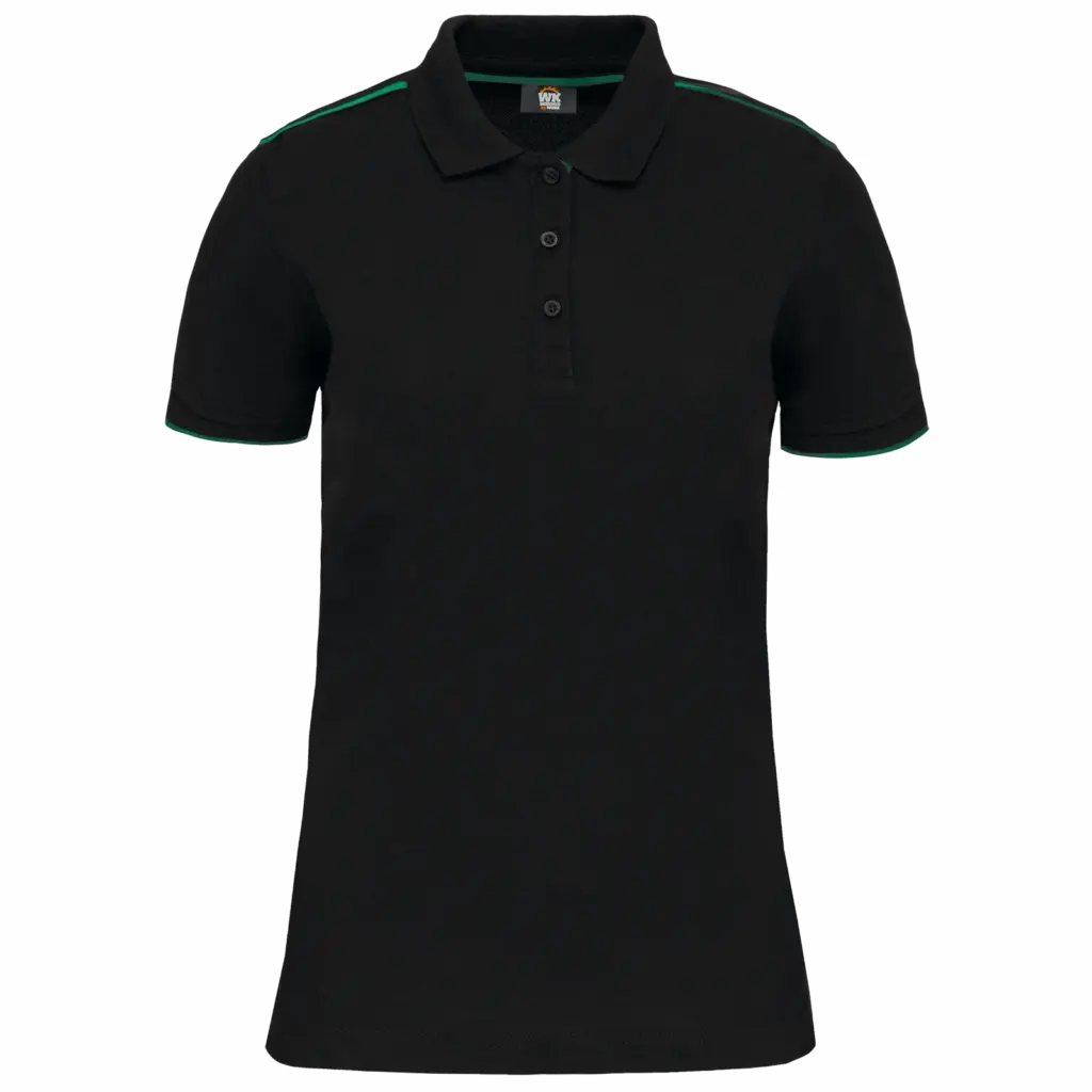 Contrasterende damespolo Day To Day korte mouwen, black / kelly green — productfoto 6
