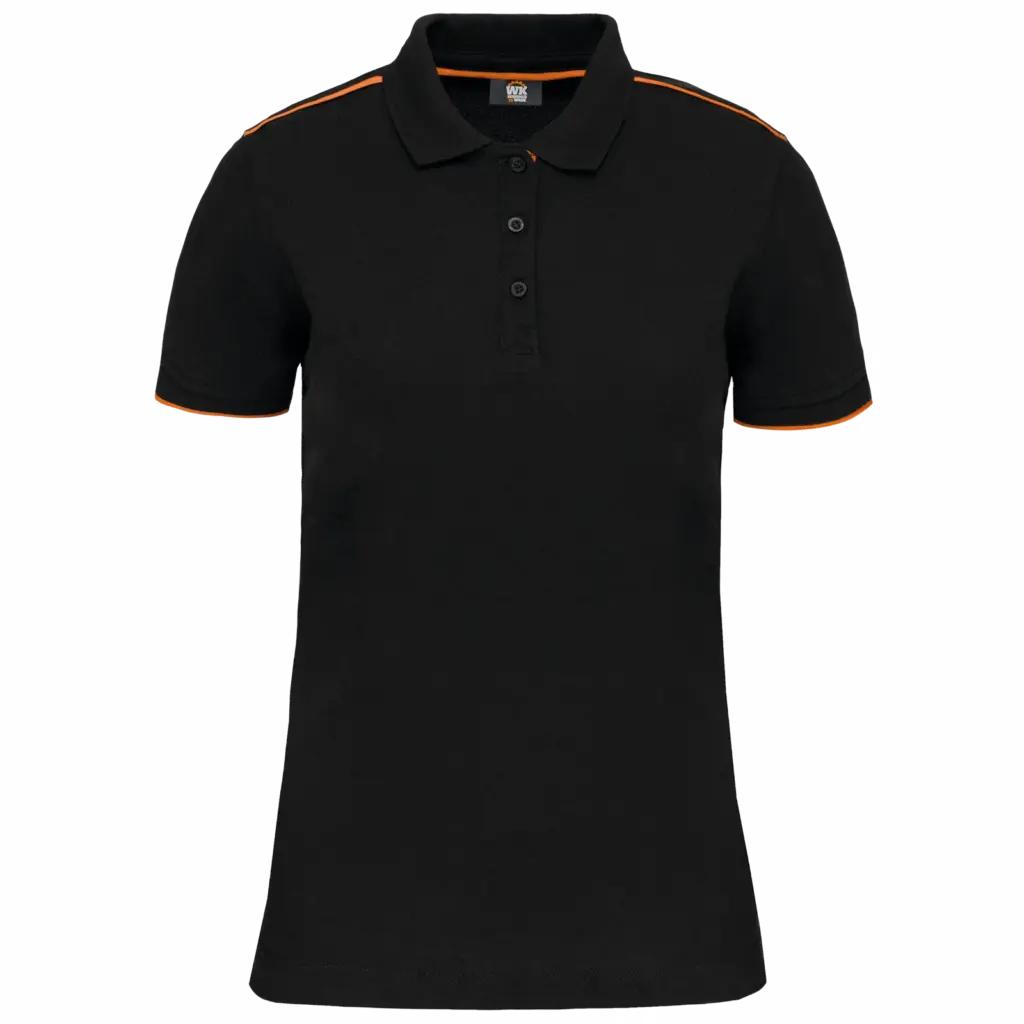 Contrasterende damespolo Day To Day korte mouwen, black / orange — productfoto 7