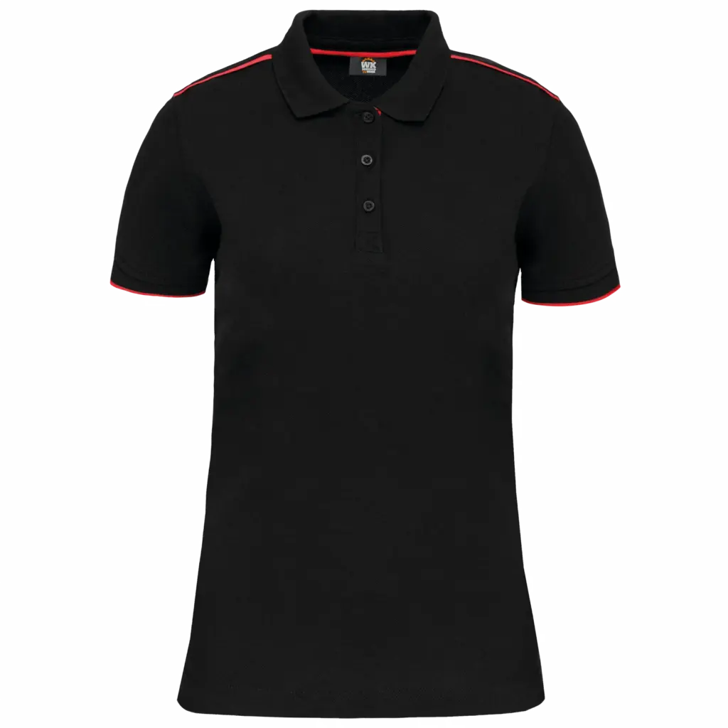 Contrasterende damespolo Day To Day korte mouwen, black / red — productfoto 8