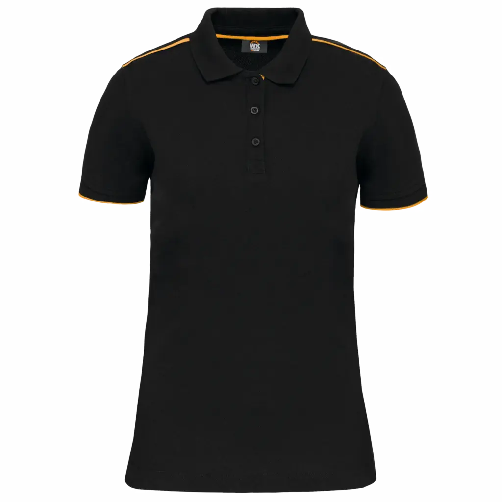 Contrasterende damespolo Day To Day korte mouwen, black / yellow — productfoto 10