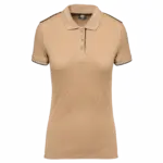 Contrasterende damespolo Day To Day korte mouwen, camel / black — productfoto 11