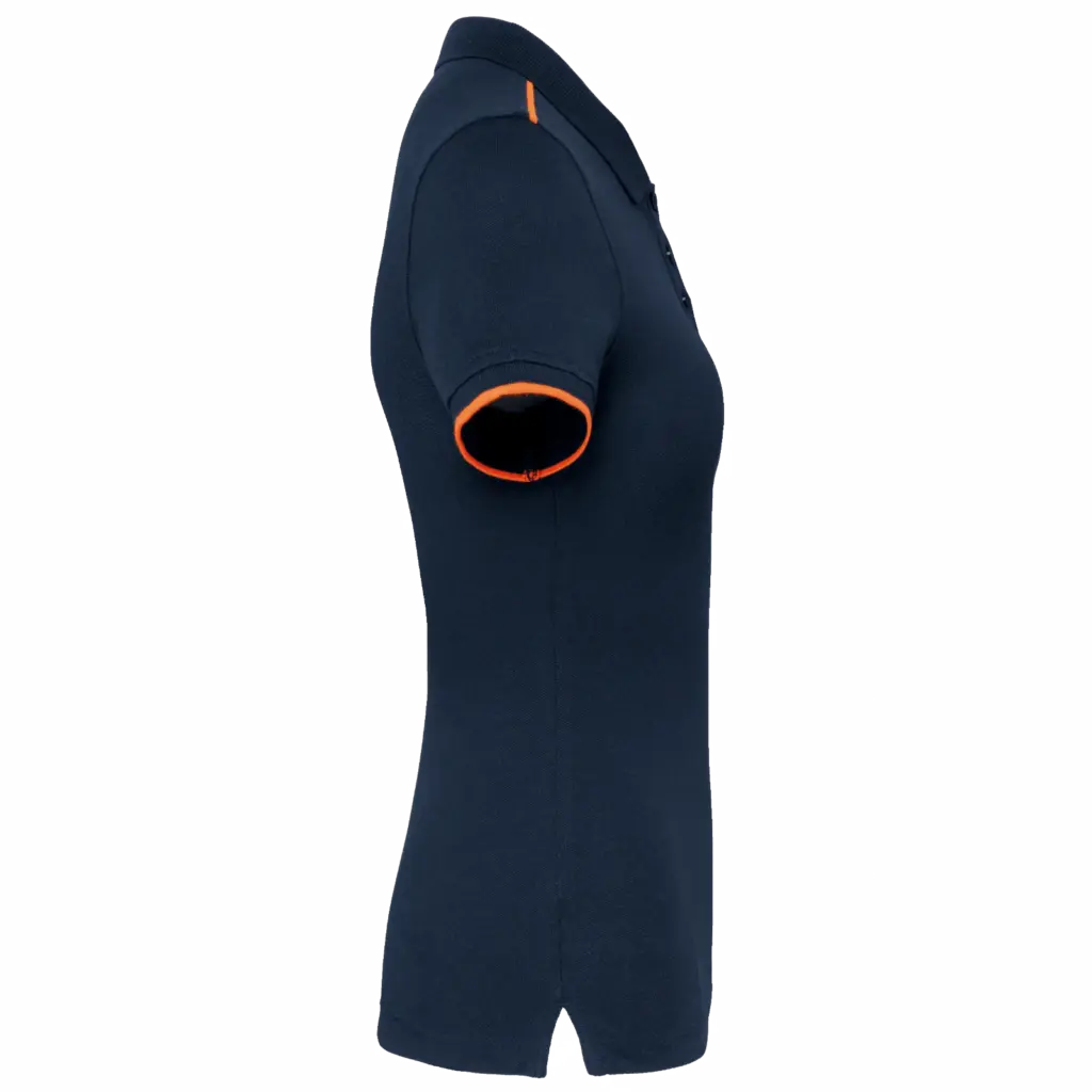 Contrasterende damespolo Day To Day korte mouwen, navy / fluorescent orange — productfoto 11