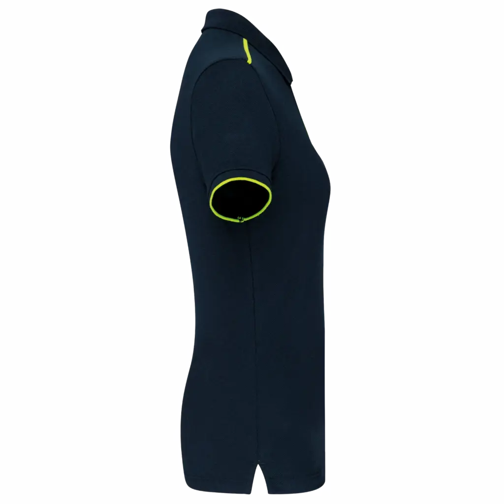 Contrasterende damespolo Day To Day korte mouwen, navy / fluorescent yellow — productfoto 12