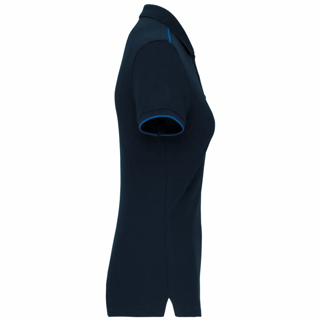 Contrasterende damespolo Day To Day korte mouwen, navy / light royal blue — productfoto 13