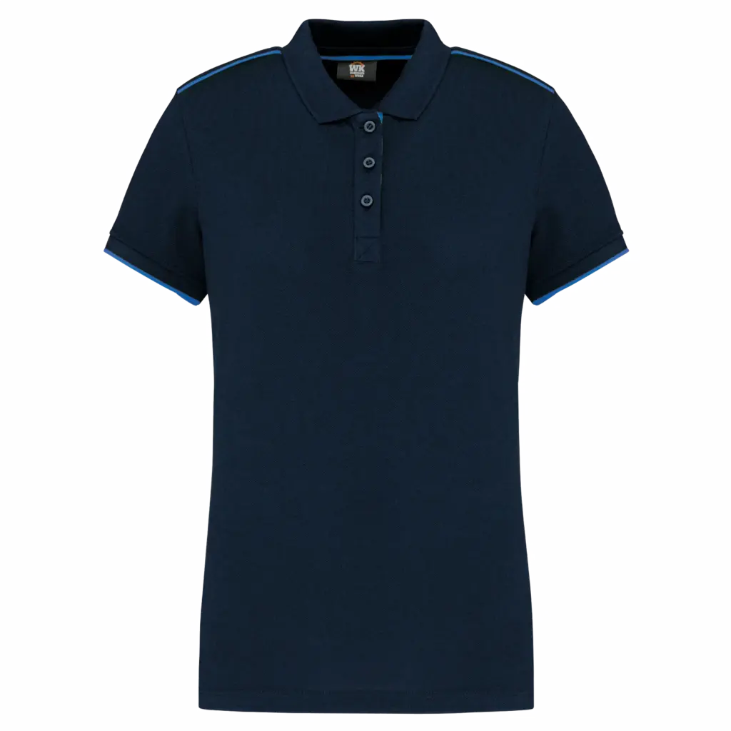 Contrasterende damespolo Day To Day korte mouwen, navy / light royal blue — productfoto 14