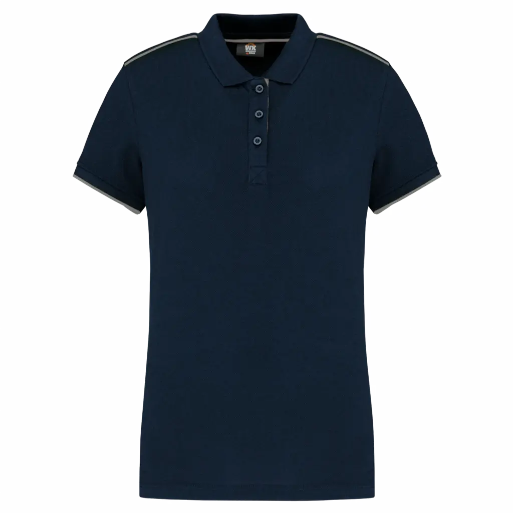 Contrasterende damespolo Day To Day korte mouwen, navy / silver — productfoto 15