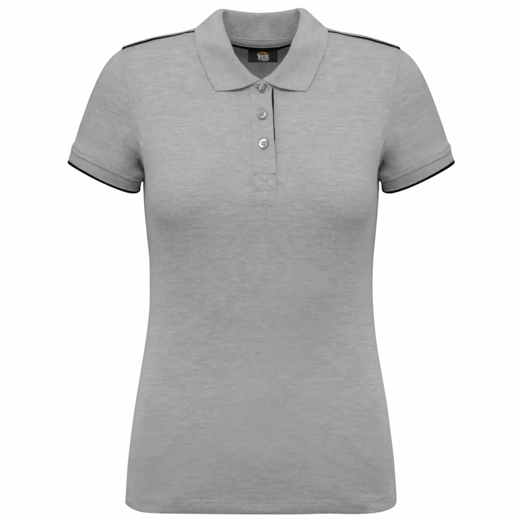 Contrasterende damespolo Day To Day korte mouwen, oxford grey / black — productfoto 16