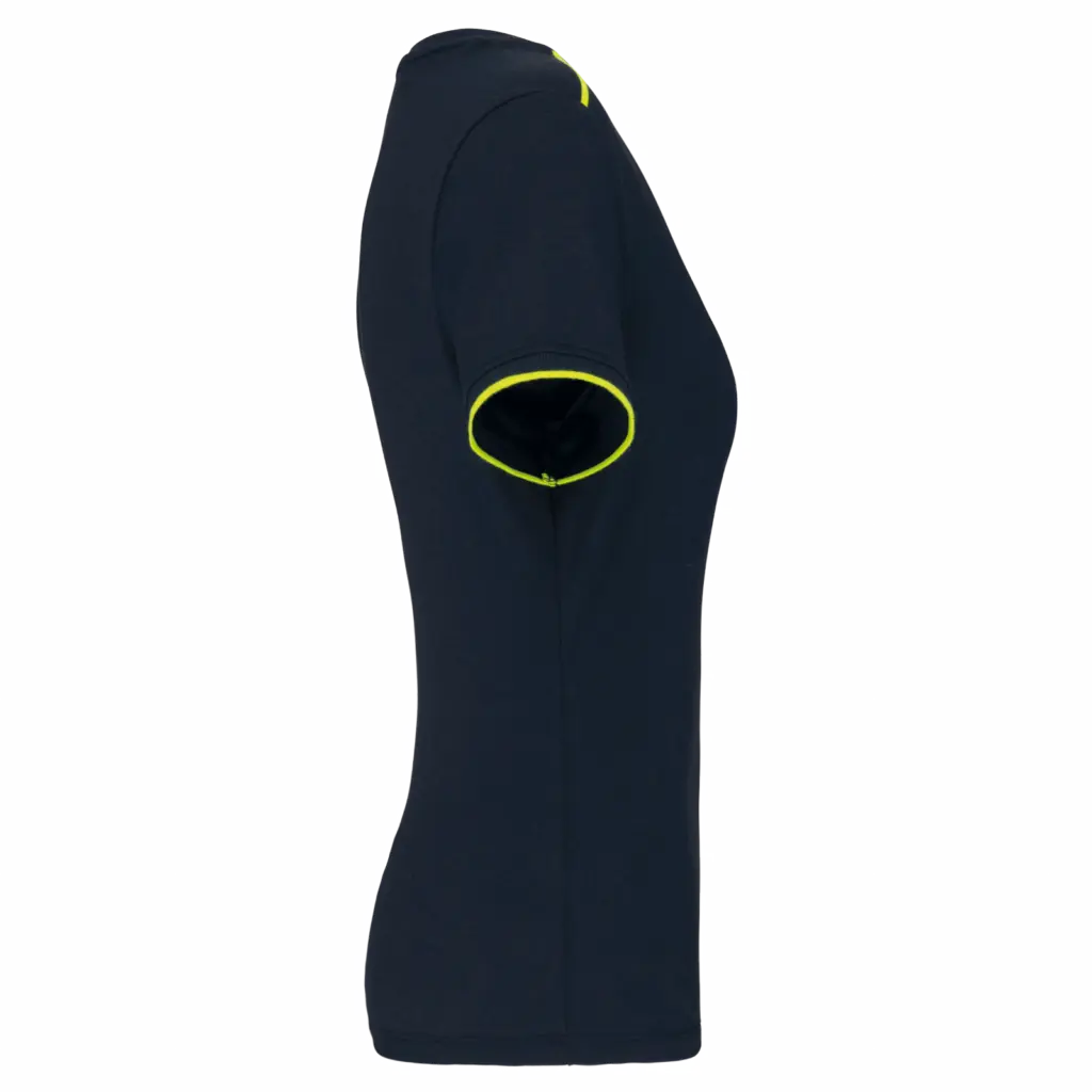 PS_WK3021-S_NAVY-FLUORESCENTYELLOW - Hidalgo-werbeartikel Dames-T-shirt Day To Day korte mouwen, navy / fluorescent yellow — productfoto 11