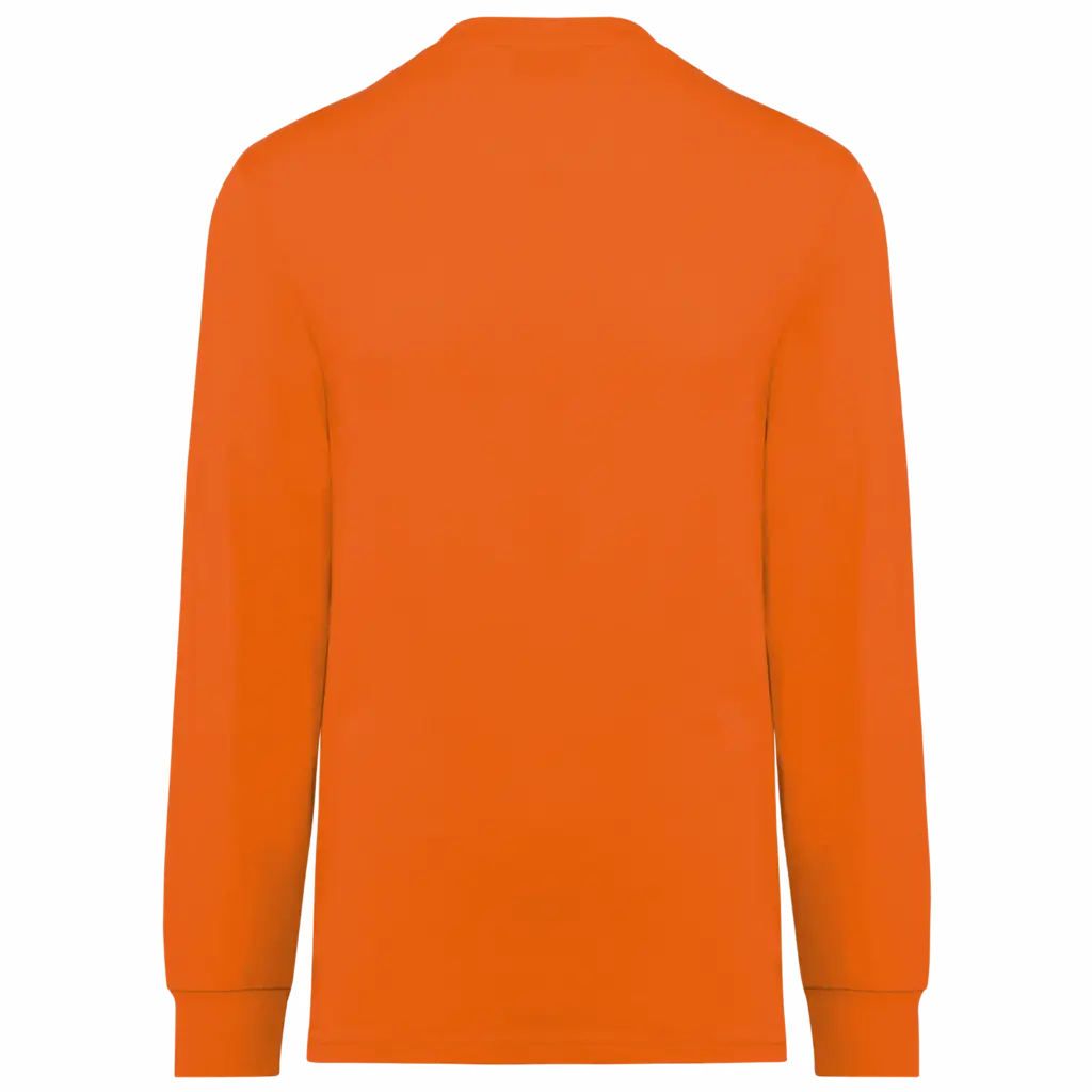 Ecologisch uniseks T-shirt met lange mouwen, fluorescent orange — productfoto 7