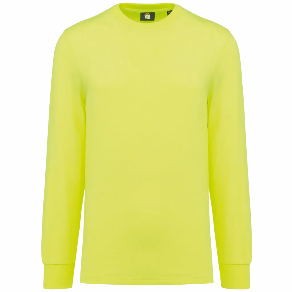 Ecologisch uniseks T-shirt met lange mouwen, fluorescent yellow — productfoto 10