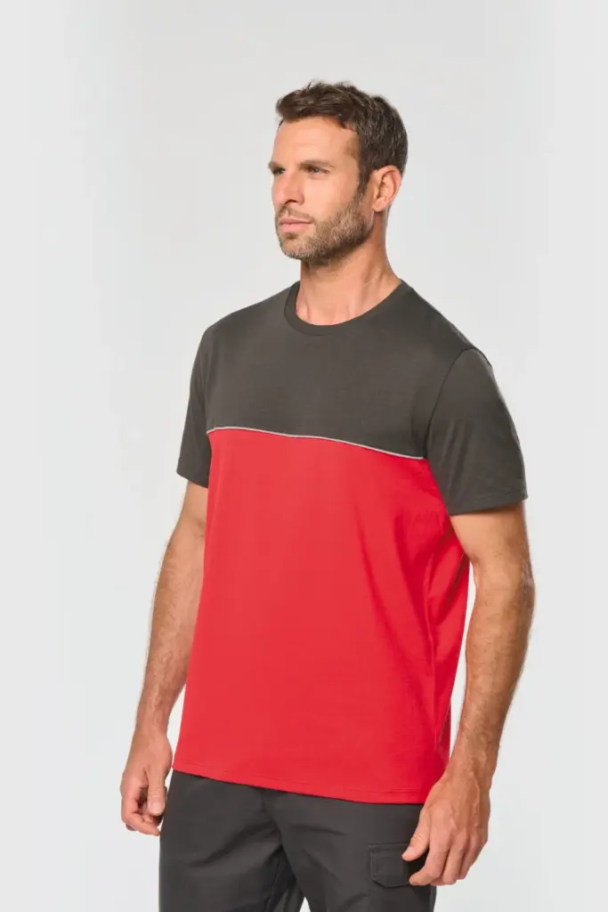 Ecologisch tweekleurig uniseks T-shirt met korte mouwen — productfoto 2
