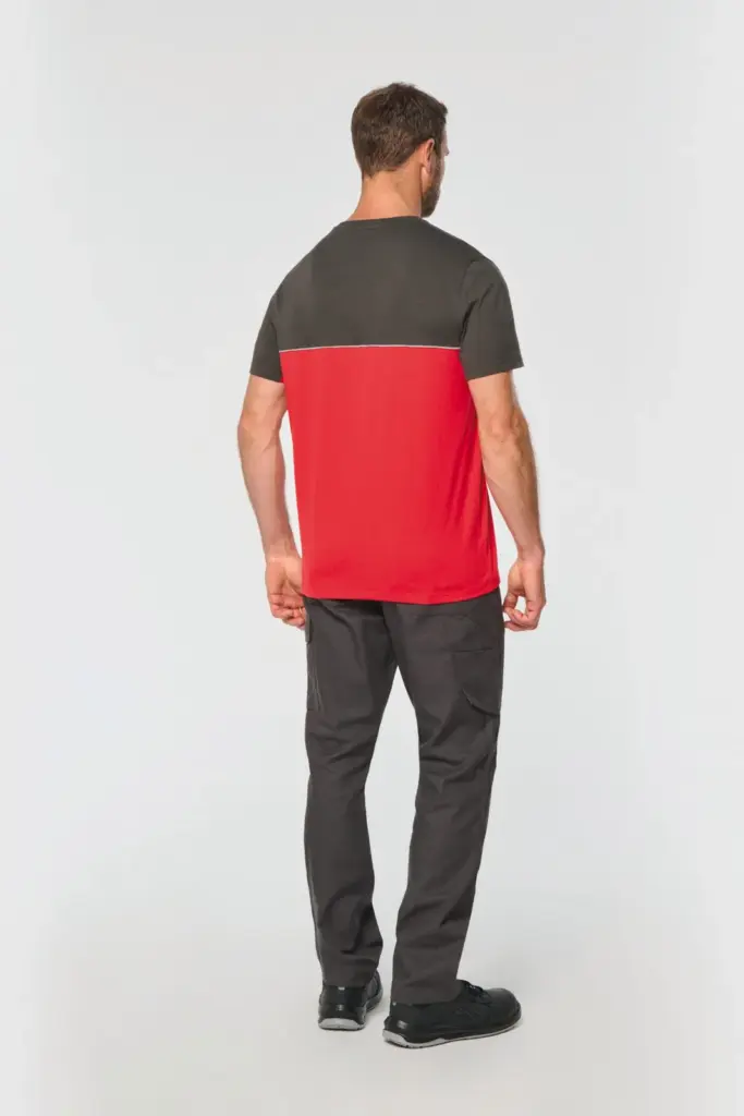Ecologisch tweekleurig uniseks T-shirt met korte mouwen — productfoto 3