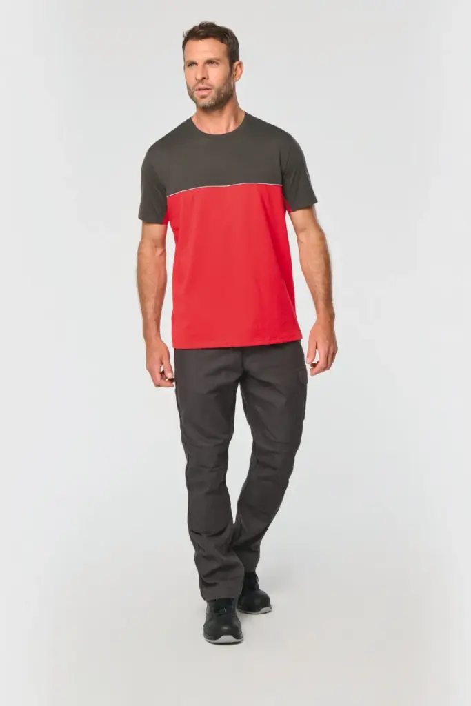 Ecologisch tweekleurig uniseks T-shirt met korte mouwen — productfoto 4