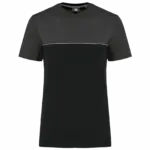 Ecologisch tweekleurig uniseks T-shirt met korte mouwen, black / dark grey — productfoto 6