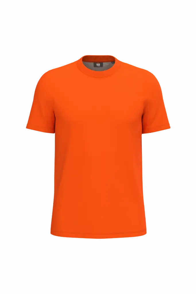 Ecologisch uniseks T-shirt katoen/polyester, fluorescent orange — productfoto 6