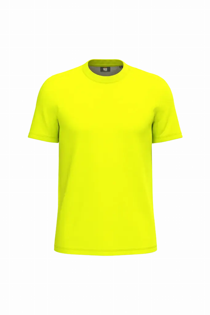 Ecologisch uniseks T-shirt katoen/polyester, fluorescent yellow — productfoto 7