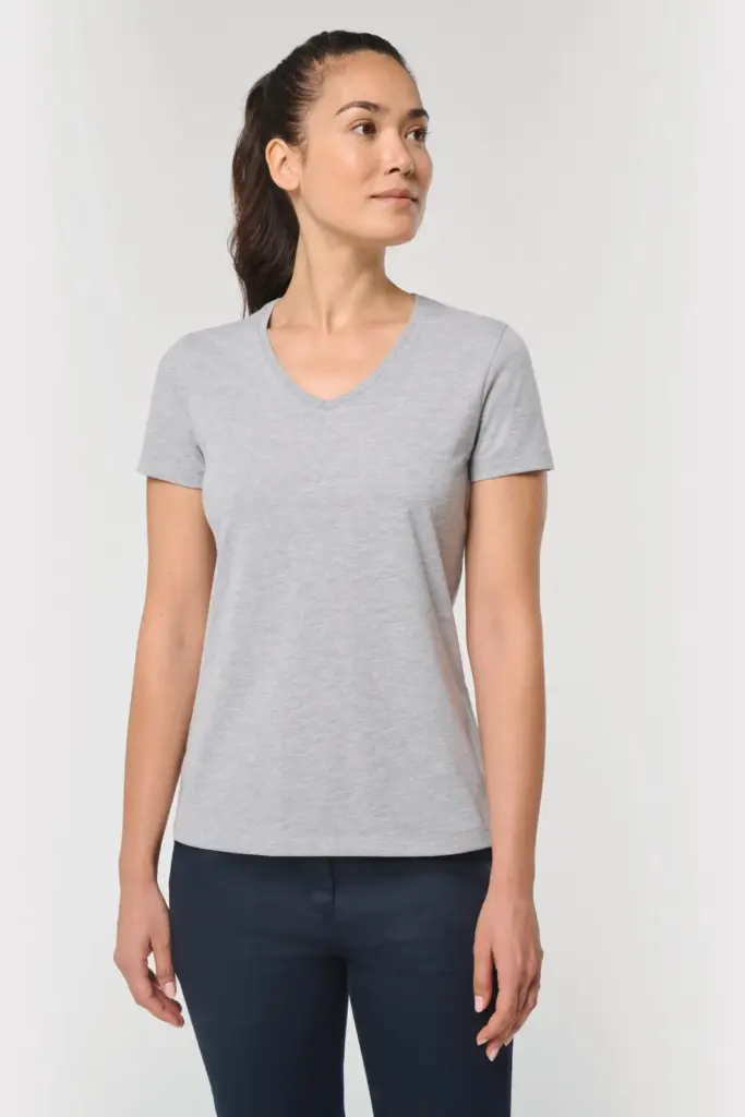 WK317-4_2026 - Hidalgo-werbeartikel Ecologisch antibacterieel dames-T-shirt met V-hals — productfoto 3
