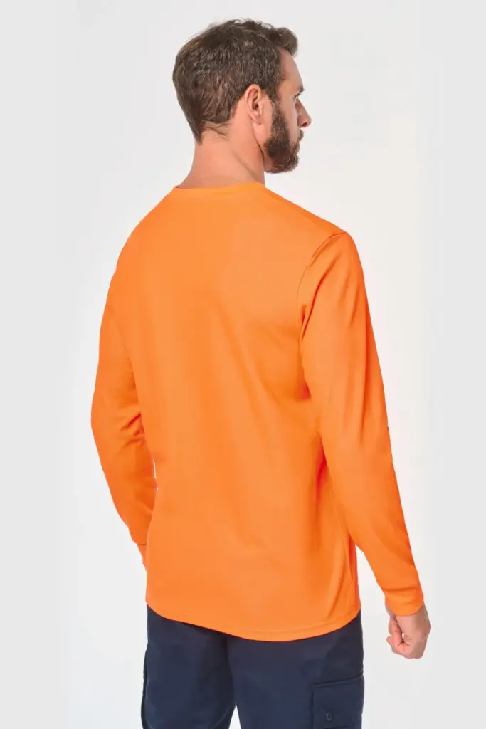 Ecologisch uniseks T-shirt lange mouwen katoen/polyester — productfoto 2